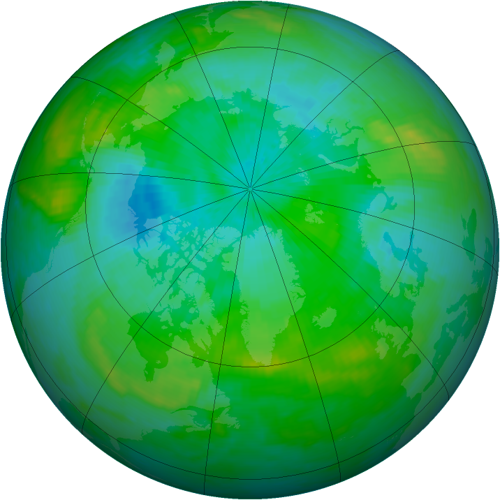 Arctic ozone map for 11 August 1992